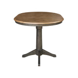 IC International Concepts 36" Round Top Pedestal 12" Leaf-36.1" H-Counter Height Dining Table, Hickory/Washed Coal IC International Concepts