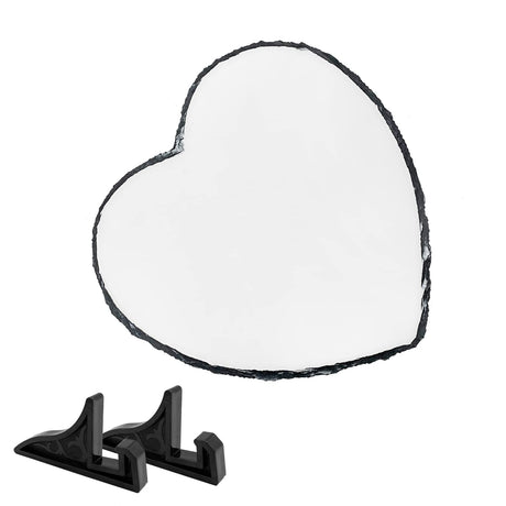 XHKDSYMC 1 PC Sublimation Slate Blanks, Heart Shape Sublimation Blank Slate Rock Stone 7.9x7.9 Inch Sublimation Photo Slate with Display Holder for Heat Press Printing XHKDSYMC