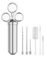 Brigii Meat Injector Syringe, 2oz Turkey Injector Seasoning, 304-Stainless Steel Seasoning Injector with 3 Marinade Needles and 3 Cleaning Brushes for Smoked BBQ Grilling Brigii