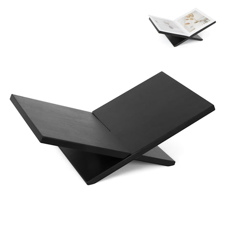 PUERSI Open Display Stand, Wooden Large Book Holder, Coffee Table Stand, Wood Easel for Magazine, Art, Cook Book, Bible, Quran - Black PUERSI