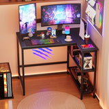 PayLessHere 39 Inch L-Shaped Computer Desk,Gaming Desk with Durable Metal Frame,Corner Desk with Reversible Storage Shelves for Home Office Gaming Study,Black (39 inch) PayLessHere