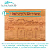 Blue Ridge Mountain Gifts Personalized Cutting Board - Laser Engraved Wooden Chopping Boards, Measurement Conversions for Counter Display and use Blue Ridge Mountain Gifts