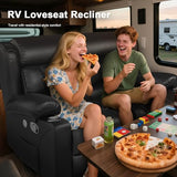 MOSGAT RV Loveseat Recliner Sofa, Reclining Loveseat Home Theater Seating with USB Ports, Cup Holders, Insert Pockets, Wall Hugger RV Recliners for Movie Room, Recline Movie Seats Gaming Sofa, Black