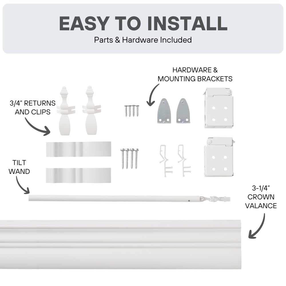 Lotus & Windoware Cordless, 2 Inch Faux Wood Blind, 40" Wide x 48" Long, Window Blinds, Blinds & Shades, Blinds for Indoor Windows, Smooth, Bright White - 40" x 48",Bright White LOTUS & WINDOWARE