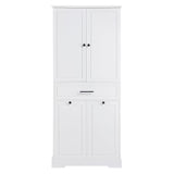 LUMISOL 72'' Tall Tilt Out Laundry Hamper, Bathroom Storage Cabinet with Hidden Laundry Hamper Basket, Drawer & 3 Doors, Freestanding Bathroom Cabinet with Adjustable Shelf, White LUMISOL