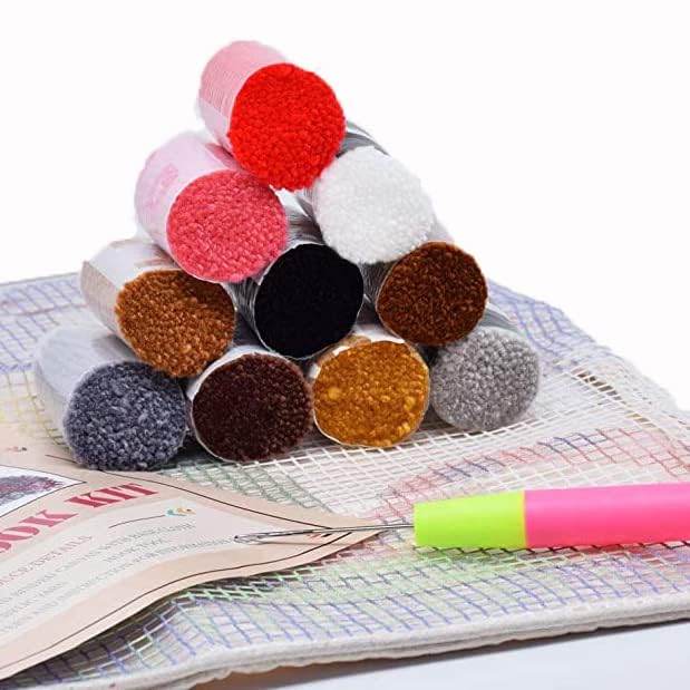 DOYLKE Latch Hook Kits for Adults DIY Crochet Yarn Rugs Hooking Craft Kit with Color Pre-Printed Pattern Embroidery Mat(20.5X14.9 Cute Little Mouse),Strawberry DOYLKE