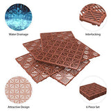 Deck Tiles - 6-Pack Pavers - Polypropylene Interlocking Patio Tiles - Outdoor Tiles for Patio, Porch, Garage, or Pool Deck by Pure Garden (Terracotta) Pure Garden