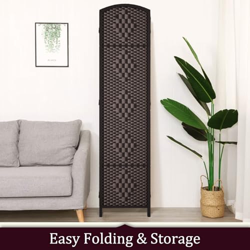 Rose Home Fashion 6 ft Tall Room Divider, Room Dividers and Folding Privacy Screens, 15.7in Privacy Screen 4 Panel Partition Temporary Wall Separation for Private, Dark Coffee Rose Home Fashion