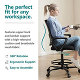 DUMOS Drafting Chair - Counter Height Adjustable Tall Office Desk Chair with Fixed Armrests and Comfortable Lumbar Support for Standing Desk, Deep Black DUMOS