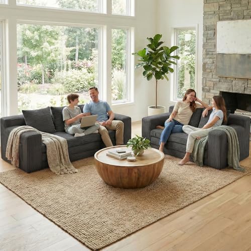 Boneless Loveseat Sleeper Sofa Bed: 3-in-1 Convertible Sofa Bed with Side Pockets & Handle,Pull Out Couch with 2 Pillows,Folding Futon for Small Space,Living Room & Bedroom,Corduroy Fabric,No Assembly Winzoo