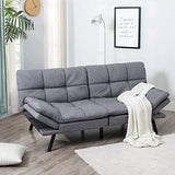 Opoiar Fabric Futon Sofa Bed, Memory Foam Couch Convertible Loveseat, Sleeper Sofa Modern Futon Sets for Small Apartments, Compact Living Space, Office (Grey) Erdoru