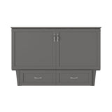 AFI, Monroe Queen Murphy Bed Chest with 6" Mattress, Storage Drawer & Built-in USB Charger, Grey AFI