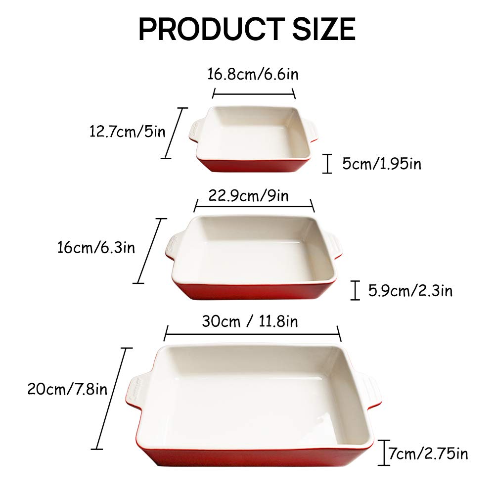 Sweejar Ceramic Bakeware Set, Rectangular Baking Dish for Oven Lasagna Pans for Cooking, Kitchen, Cake Dinner, Banquet and Daily Use, 11.8 x 7.8 x 2.76 Inches of Casserole Dishes (Navy)