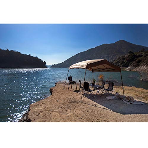 Z-Shade 12 x 14 Foot Panorama Instant Pop Up Canopy Tent Outdoor Shelter Tent with Reliable Stakes, Steel Frame, and Rolling Bag, Tan Z-Shade