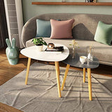 BAMEOS Bamboo Nesting Triangle End Table,Set of 2 Coffee Table Modern Minimalist Side Table for Living Room, Balcony in White & Grey BAMEOS