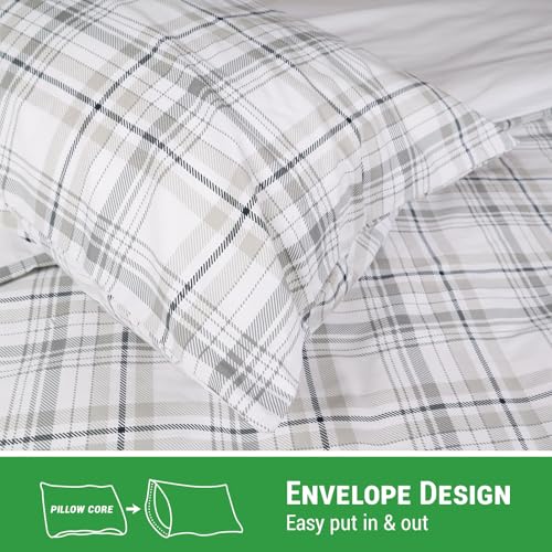 Gogreen 100% Cotton Duvet Cover Set - 2 Piece Soft Breathable Bedding Set, All Season Comforter Cover with Zipper Closure & Corner Buttons, Includes 2 Pillowcases (Christmas Plaid, Twin Size) Gogreen