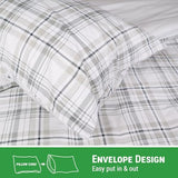 Gogreen 100% Cotton Duvet Cover Set - 2 Piece Soft Breathable Bedding Set, All Season Comforter Cover with Zipper Closure & Corner Buttons, Includes 2 Pillowcases (Christmas Plaid, Twin Size) Gogreen