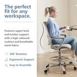 DUMOS Drafting Chair - Ergonomic Tall Office for Standing Desk, Counter with Height Adjustable and Comfortable Lumbar Support, Fixed Armrests, Grey DUMOS