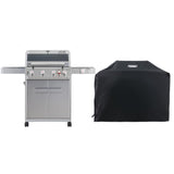 Monument Grills Outdoor Barbecue Stainless Steel 4 Burner Propane Gas Grill, 62,000 BTU Patio Garden Barbecue Grill with Side Burner, Infrared Technology and Knob Controls, Mesa415BZ with BBQ Cover Monument Grills