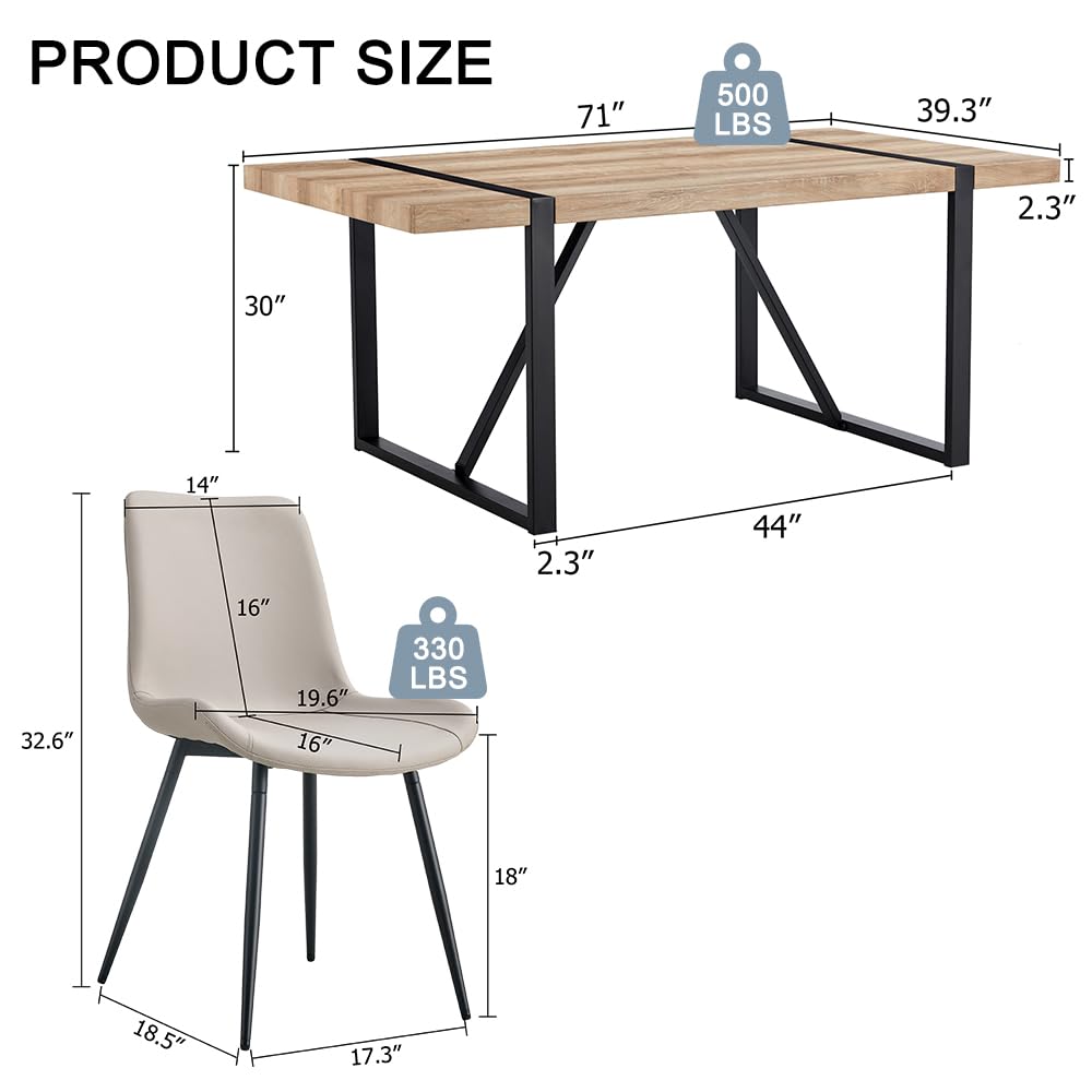 MUUOKY Dining Table Set for 8, 71'' Wood Dining Table and Chairs Set of 8, Modern Rectangle Wood Dining Table,PU Dining Chairs 8, Suitable for Home,Kitchen Dining Room Living Room - WoodArtSupply