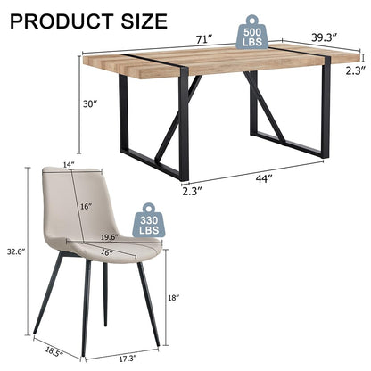 MUUOKY Dining Table Set for 8, 71'' Wood Dining Table and Chairs Set of 8, Modern Rectangle Wood Dining Table,PU Dining Chairs 8, Suitable for Home,Kitchen Dining Room Living Room - WoodArtSupply