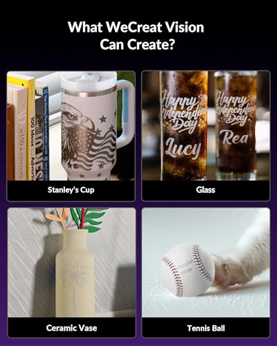 WECREAT Vision 40W Laser Engraver, Diode Desktop Laser Cutter and Engraver Machine with Rotary for Tumblers Glass Mugs Cups Roller, Class 1 Enclosed Laser Cutting for Acrylic Wood Leather Metal WECREAT