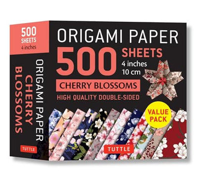 Origami Paper 500 sheets Cherry Blossoms 4" (10 cm): Tuttle Origami Paper: Double-Sided Origami Sheets Printed with 12 Different Illustrated Patterns - WoodArtSupply