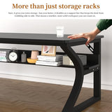 Aevum azn 47 inch Computer Desk, Home Office Desk with Storage Shelf, Sturdy U-Shaped Metal Frame Study Table with Cable Management, Gaming Desk for Office & Bedroom (Black, 47 inch) Aevum azn