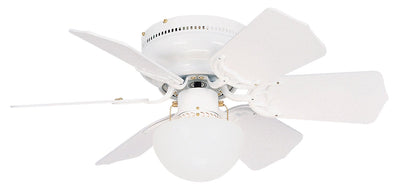 Litex BRC30WW6L Vortex 30-Inch Ceiling Fan with Six Reversible White/Whitewash Blades and Single Light kit with Opal Mushroom Glass
