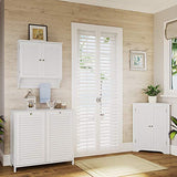 RiverRidge Ellsworth Double Tilt-Out Laundry Hamper Cabinet - Laundry Room Storage Cabinet with Removable Cloth Bag and Shutter Style Doors RiverRidge