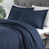 EXQ Home Quilt Set Full Queen Size Navy 3 Piece,Lightweight Soft Coverlet Modern Style Squares Pattern Bedspread Set(1 Quilt,2 Pillow Shams) EXQ Home