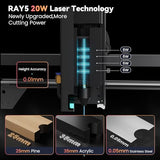 Longer RAY5 New Upgrade Laser Engraver, Laser Cutter 20W Output Power, Engraving Speed Up to 24,000 mm/min, 3.5” Color Touch Screen, App Offline Control, DIY Engraver Tool for Metal/Glass/Wood Longer