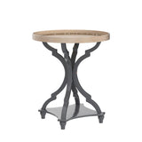 Wnutrees Farmhouse Round Accent End Table, Rustic Side Table Nightstands for Living Room Bedroom, Wood Tray Top, Handcrafted Finish, Set of 2, Grey Wnutrees