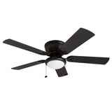 Prominence Home Benton Traditional 52 Inch Ceiling Fan with Light, LED Flush Mount Ceiling Fan, Indoor Fan with 5 Blades, Matte Black and Gray Cedar Blade Finish Options, Matte Black (50853-01) Prominence Home