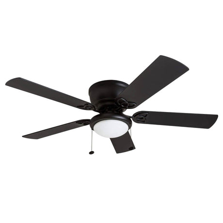 Prominence Home Benton Traditional 52 Inch Ceiling Fan with Light, LED Flush Mount Ceiling Fan, Indoor Fan with 5 Blades, Matte Black and Gray Cedar Blade Finish Options, Matte Black (50853-01) Prominence Home