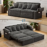 82.7’’ King Size Pull Out Sofa Bed, 3 in 1 Convertible Sleeper Sofa Bed with Futon Sofa , Chenille Loveseat Couch Bed with USB and Storage Pockets for Living Room,Bedroom, Pet-Friendly (Dark Gray) GRAINLLE