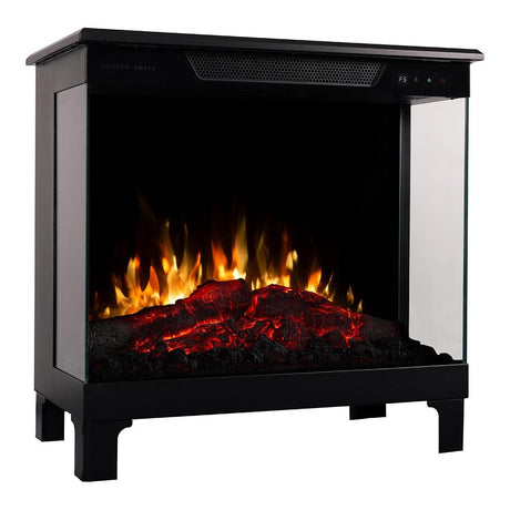 Modern Ember Smart Digital 3-Sided Electric Fireplace Stove Heater | LED Multiple Flame Colors, Works with Wi-Fi App, Alexa and Google | Remote Included | Optional Crackling Sound | Black Modern Ember