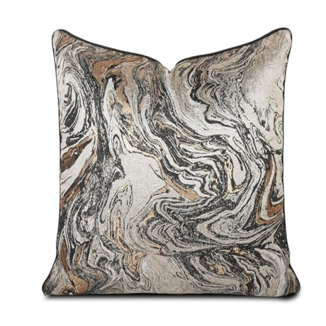 Hvatixos 1pc Polyester Pillow Cover Multicolor Abstract Texture Geometric Lines Black Moire Marble Pattern Light Luxury Single-Sided high-Precision Jacquard with Zipper 18 x 18 inches(no Pillow core) Hvatixos