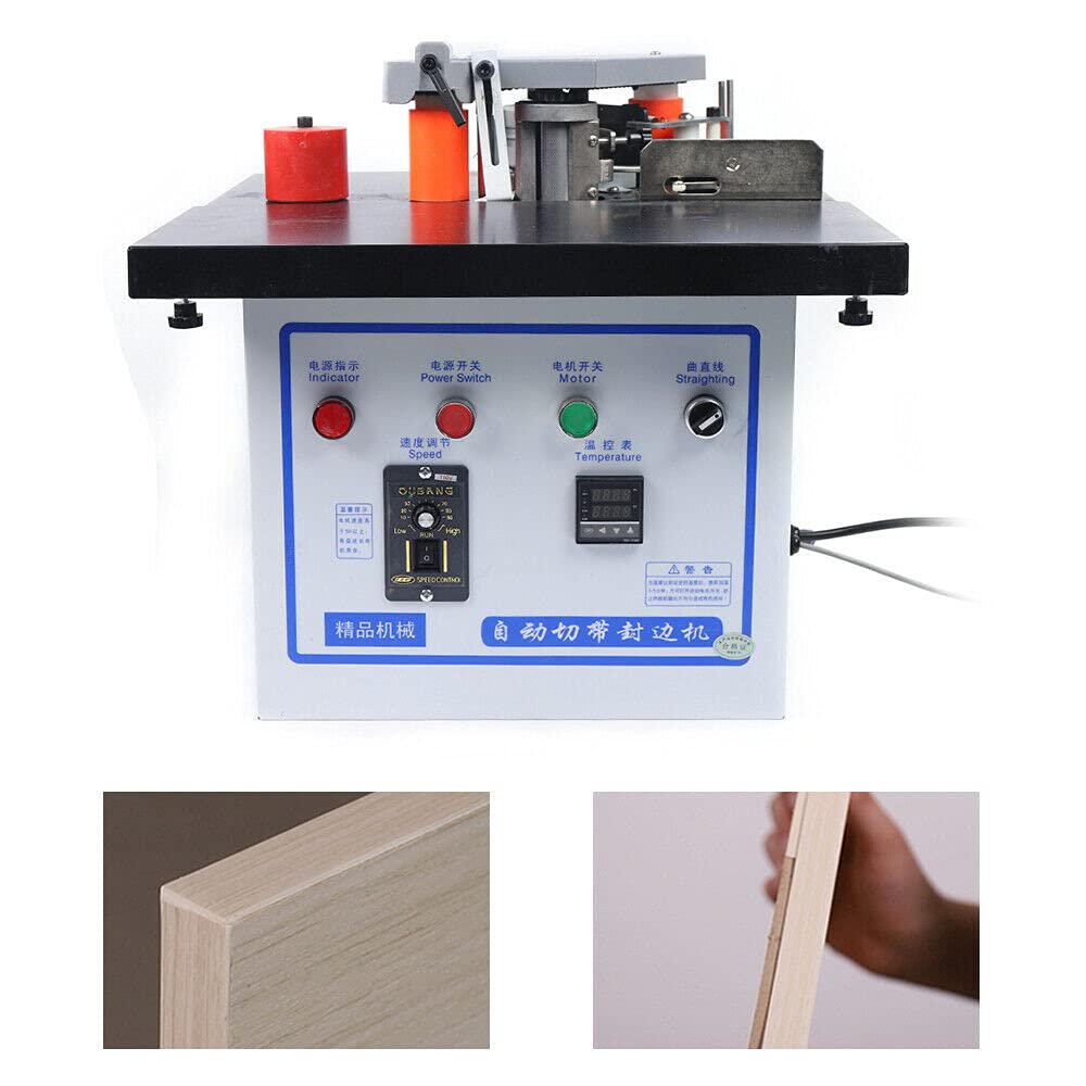 Portable Edge Bander, Automatic Edge Banding Machine Double Side Gluing Wood Banding Machine,110V,0-6m/min MARTEXBUY