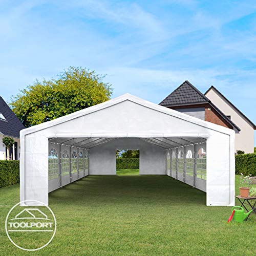 TOOLPORT Party Tent 10x30 ft Garden Tent Canopy PE 450 N Tarpaulin 100% Waterproof White TOOLPORT