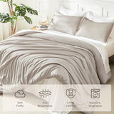 Litanika Deep Linen Grey Comforter Set Full Size, 3 Pieces Lightweight Solid Bedding Comforter Set, All Season Fluffy Bed Set (79x90In Comforter & 2 Pillowcases) Litanika