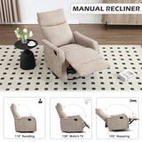 Trustyue Swivel Rocker Recliner Chair, 360° Swivel Recliner with Heat and Massage, Rocker Recliner Nursery Glider Chair with Side Pockets for Living Room (Khaki, Fabric)
