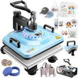 AKEYDIY 8 in 1 Heat Press with Tumbler Attachment 12 x 15 Inch Press W/Light Up PrimePress Sublimation Heat Press Machine Multifunction Swing Away Shirt Printing Heat Press for T-Shirts Cap & Mugs AKEYDIY