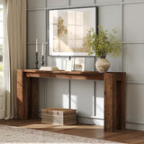 TRIBEWOOD Solid Wood Console Table for Entryway, 70.9-Inch Extra Long Farmhouse Sofa Table Behind Couch, for Living Room, Foyer, Hallway, Entrance, Rustic Brown TRIBEWOOD