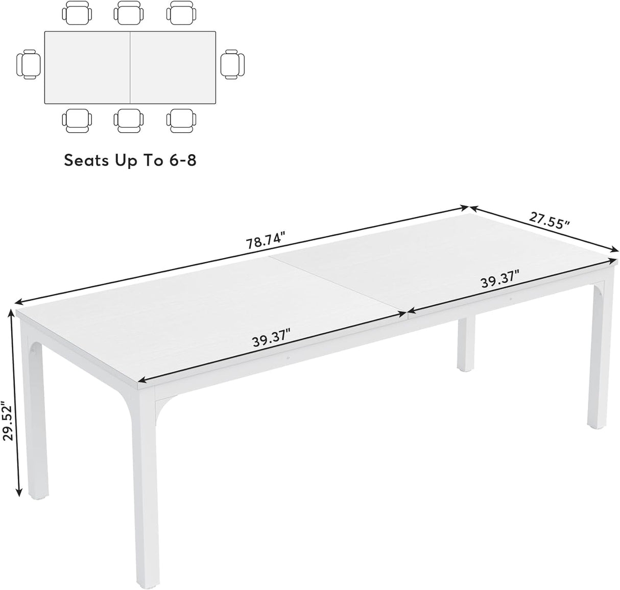 Tribesigns 78.7 Inches Extra Long Computer Desk 2 Person Desk, Double Long Desk, Workstaion for Home Office Tribesigns