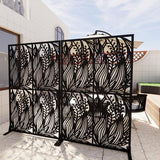 Fulocseny Metal Privacy Screens 72" H Outdoor Privacy Screens Panels Outdoor and Indoor Leaf Pattern Divider with Freestanding Decorative for Balcony Patio Garden Room Divider, Black Fulocseny