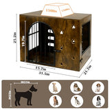 Coolsheepsia Dog Crate Furniture for Small Medium Dogs, Heavy Duty Wood Metal Indoor Dog Kennel with Bowls, Decorative Pet Cage Dog House as TV Stand, Brown Coolsheepsia