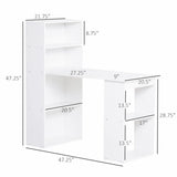 HOMCOM 47" Modern White Home Office Desk with 6-Tier Storage Shelves HOMCOM