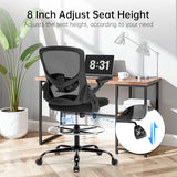Heromate Drafting Chair Ergonomic Comuputer Standing Desk Chair with Flip-Up Arms and Lumbar Support, Tall Office Chair with Adjustable Footrest, Stool Counter Height Office Chairs Black Heromate