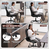 Nexthro Executive Office Chair PU,Leather Office Chair with Wheels,360° Swivel Rolling Chair with Padded Arms,Ergonomic Computer Chair with Lumbar Support for Short People Use(Black) Nexthro